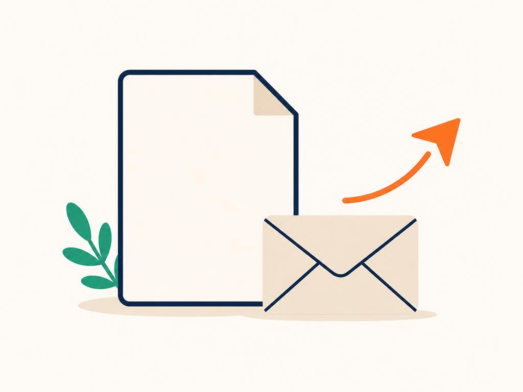 A blank invoice next to an envelope with a send arrow